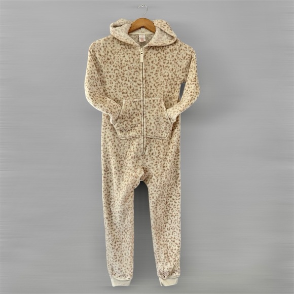 Girl's Cat & Jack Plush Pajamas Animal Print w/ Hoodie - Picture 1 of 12